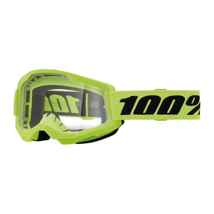 100% MX Goggles Strata 2 Youth Neon Yellow Clear